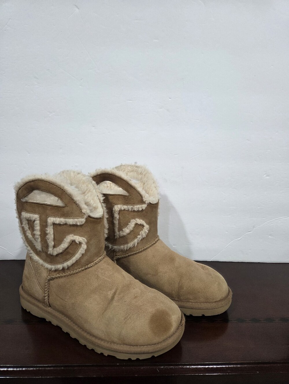 Telfar× UGG Women's Chestnut Shearling-Trim Short Boots Sz.5